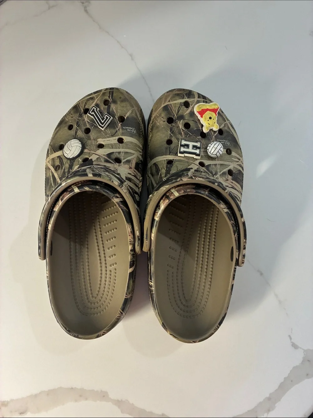 CROCS Kids' Camouflage Slip-On Clogs with Charms - Olive Green